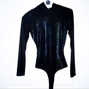Black shimmer bodysuit size S